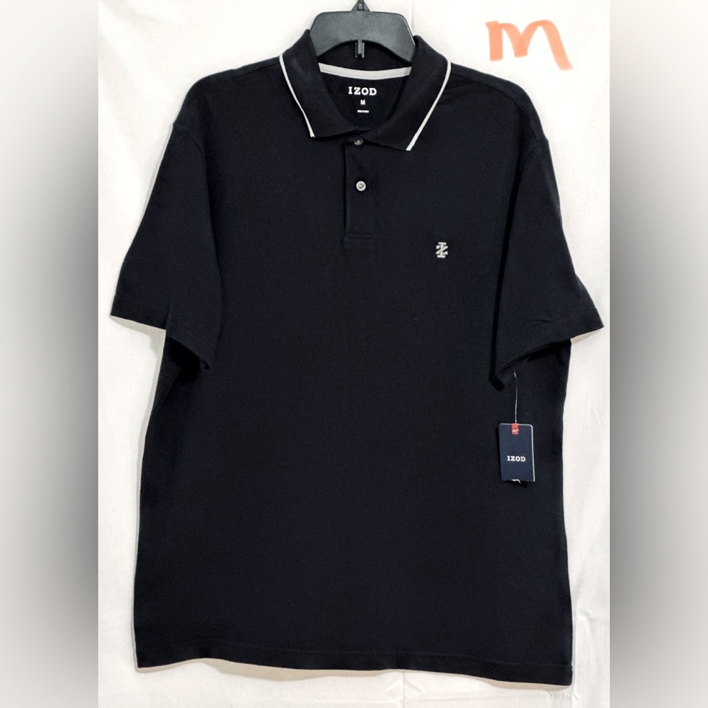 IZOD BLACK POLO WITH WHITE LINING